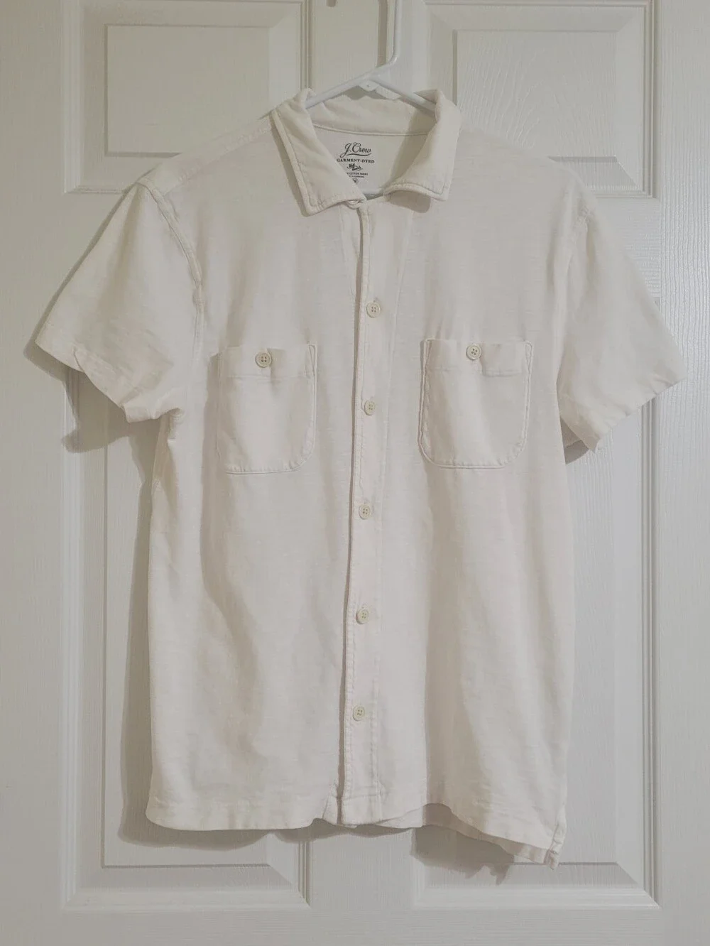 J. Crew Men's Short-Sleeve Cotton Button-Down Shirt - Off-White